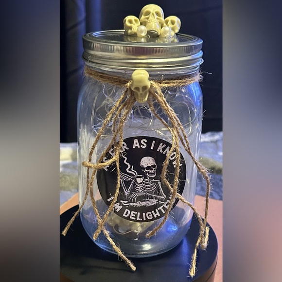 ❌RESERVED❌SKULL “ADULT HUMOR” PURPLE/GREEN LED LIGHTS SKULL DECOR JAR/HANDMADE - Picture 10 of 14